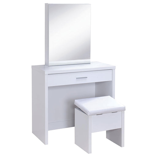Harvey 2-piece Vanity Set with Lift-Top Stool White - CasaBella Furniture (San Antonio, TX)