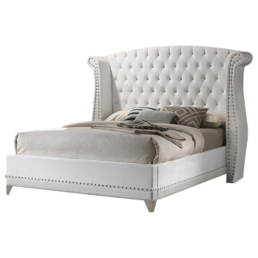 Barzini California King, Eking, & Queen Wingback Tufted Bed White - CasaBella Furniture (San Antonio, TX)