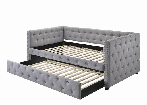 Mockern Tufted Upholstered Daybed with Trundle Grey - CasaBella Furniture (San Antonio, TX)