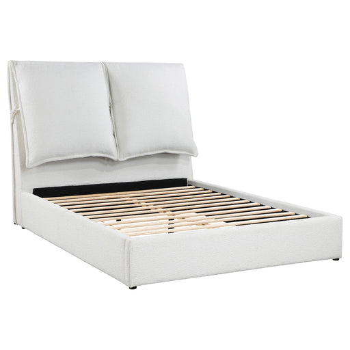 Gwendoline Upholstered Platform Bed with Pillow Headboard White - CasaBella Furniture (San Antonio, TX)