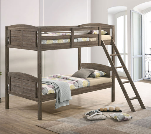 Flynn Bunk Bed Weathered Brown - CasaBella Furniture (San Antonio, TX)