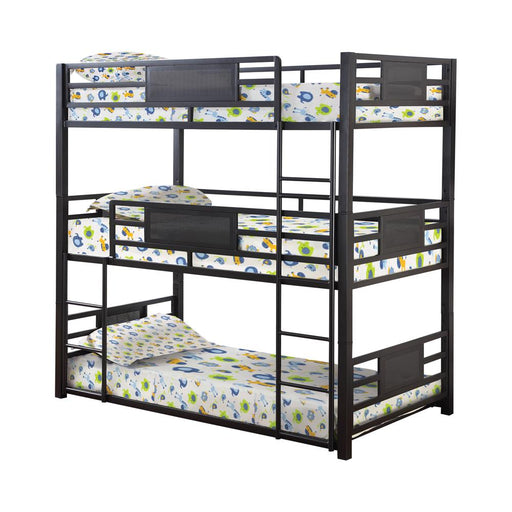 Rogen Twin Triple Bunk Bed Dark Bronze - CasaBella Furniture (San Antonio, TX)