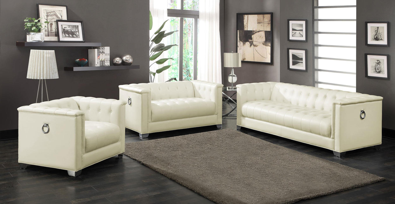Chaviano 3-piece Upholstered Tufted Sofa Set Pearl White - CasaBella Furniture (San Antonio, TX)