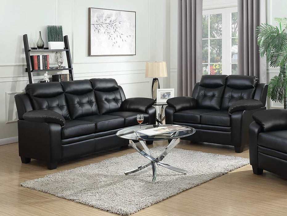 Finley Upholstered Pillow Top Arm Living Room Set Black - CasaBella Furniture (San Antonio, TX)