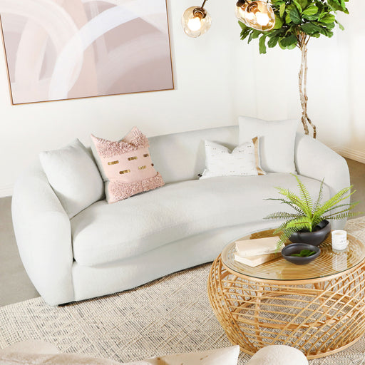 Isabella Upholstered Tight Back Sofa White - CasaBella Furniture (San Antonio, TX)