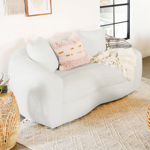 Isabella Upholstered Tight Back Loveseat White - CasaBella Furniture (San Antonio, TX)