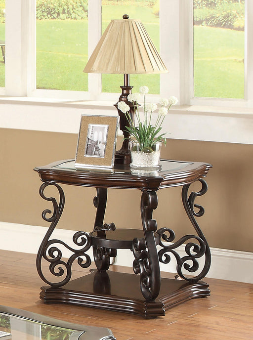Laney End Table Deep Merlot and Clear - CasaBella Furniture (San Antonio, TX)