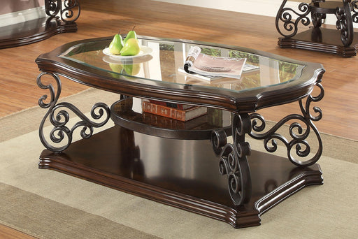 Laney Coffee Table Deep Merlot and Clear - CasaBella Furniture (San Antonio, TX)