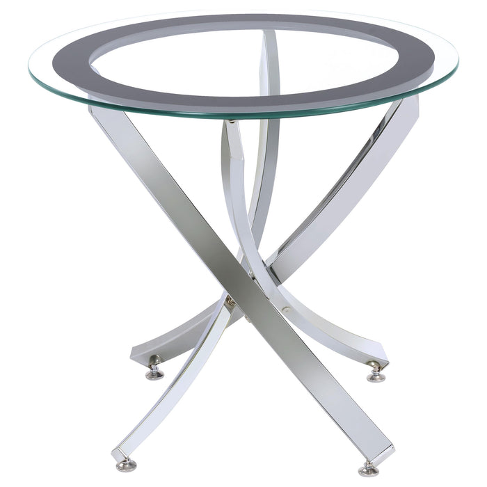 Brooke Glass Top End Table Chrome and Black - CasaBella Furniture (San Antonio, TX)