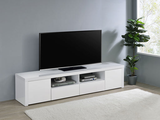 Jude 2-door 79" TV Stand With Drawers White High Gloss - CasaBella Furniture (San Antonio, TX)