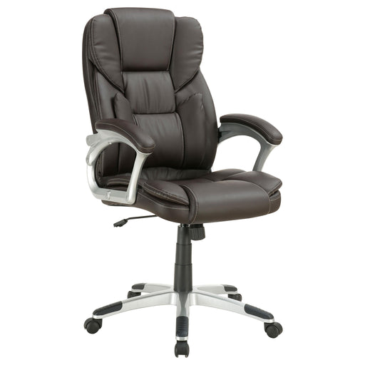 Kaffir Adjustable Height Office Chair Dark Brown and Silver - CasaBella Furniture (San Antonio, TX)