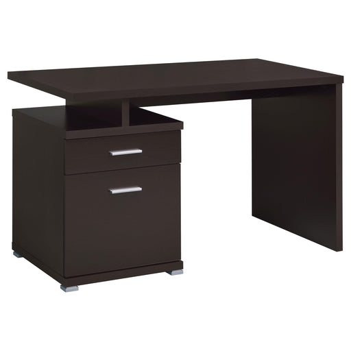 Irving 2-drawer Office Desk with Cabinet Cappuccino - CasaBella Furniture (San Antonio, TX)