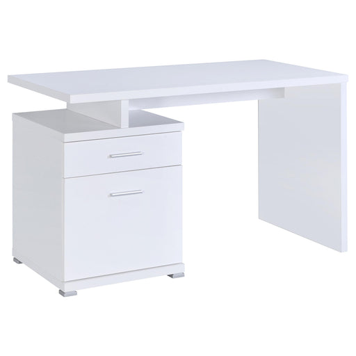 Irving 2-drawer Office Desk with Cabinet White - CasaBella Furniture (San Antonio, TX)