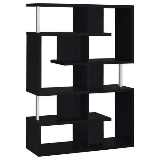 Hoover 5-tier Bookcase Black and Chrome - CasaBella Furniture (San Antonio, TX)