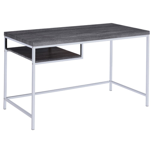 Kravitz Rectangular Writing Desk Weathered Grey and Chrome - CasaBella Furniture (San Antonio, TX)