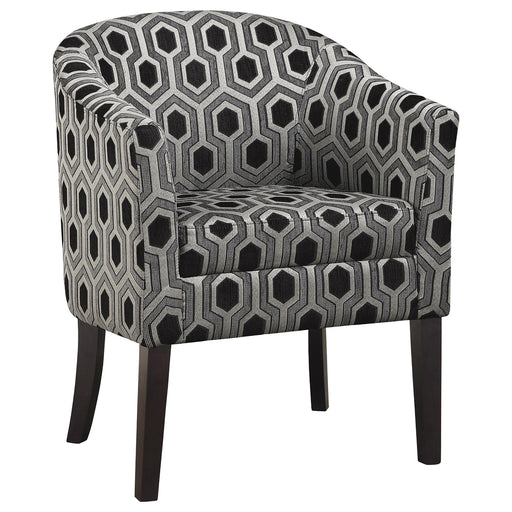 Jansen Hexagon Patterned Accent Chair Grey and Black - CasaBella Furniture (San Antonio, TX)