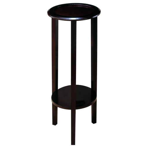 Kirk Round Accent Table with Bottom Shelf Espresso - CasaBella Furniture (San Antonio, TX)
