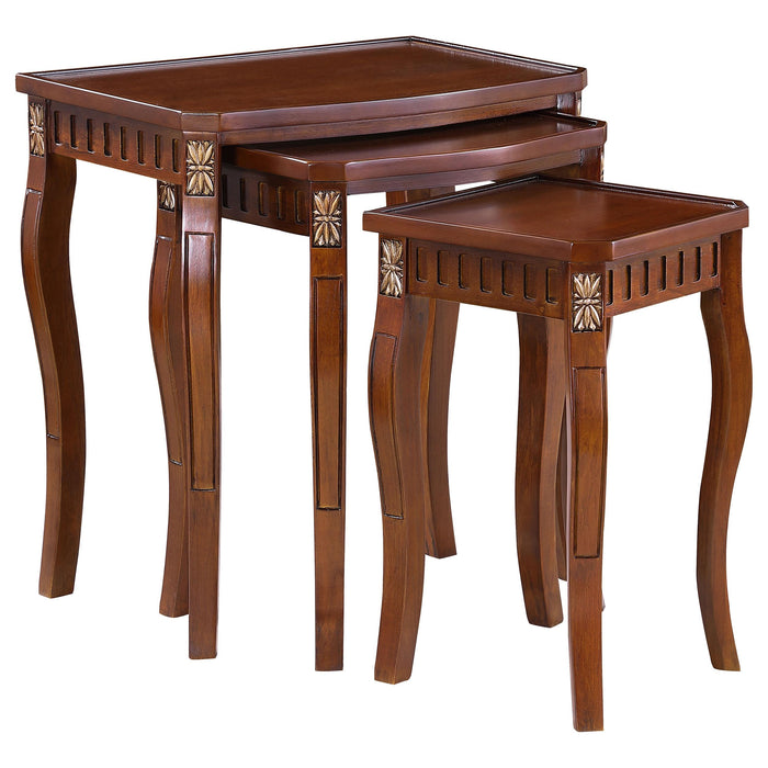 Daphne 3-piece Curved Leg Nesting Tables Warm Brown - CasaBella Furniture (San Antonio, TX)