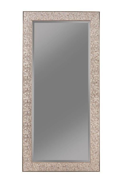 Rollins Rectangular Floor Mirror Silver Sparkle - CasaBella Furniture (San Antonio, TX)