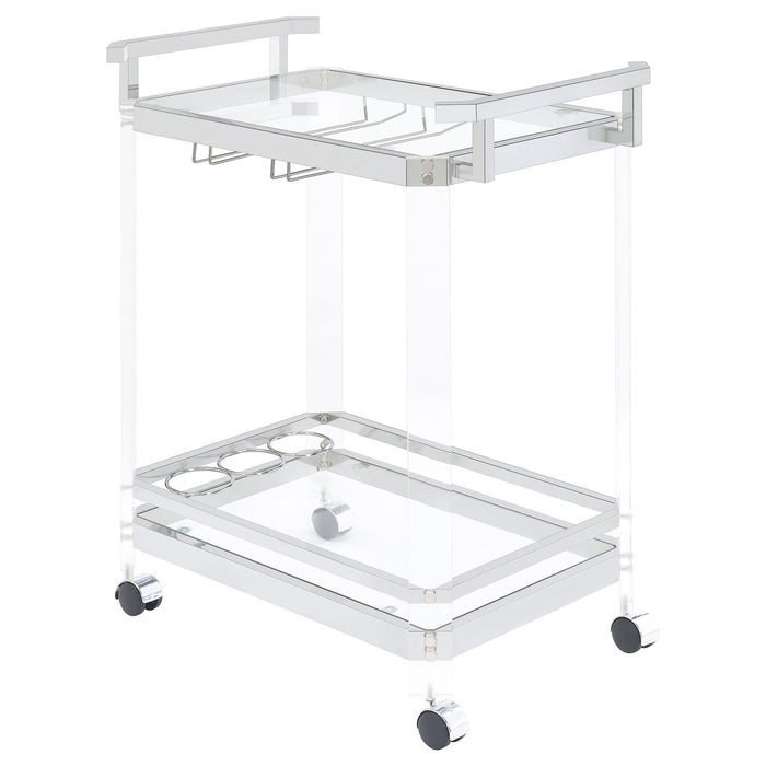 Jefferson 2-tier Glass Serving Cart Clear - CasaBella Furniture (San Antonio, TX)