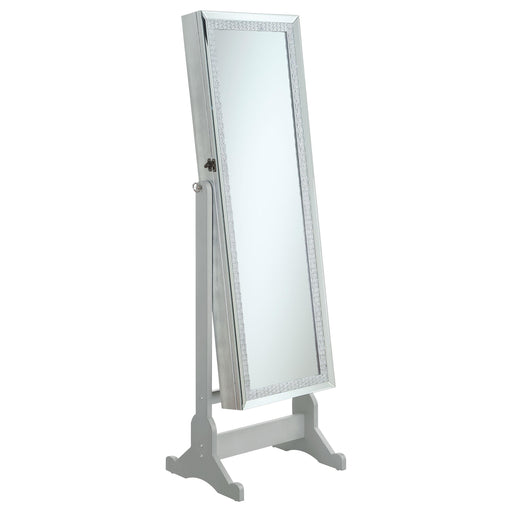 Elle Jewelry Cheval Mirror with Crytal Trim Silver - CasaBella Furniture (San Antonio, TX)