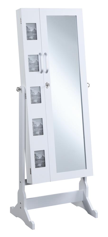 Doyle Jewelry Cheval Mirror with Picture Frames White - CasaBella Furniture (San Antonio, TX)
