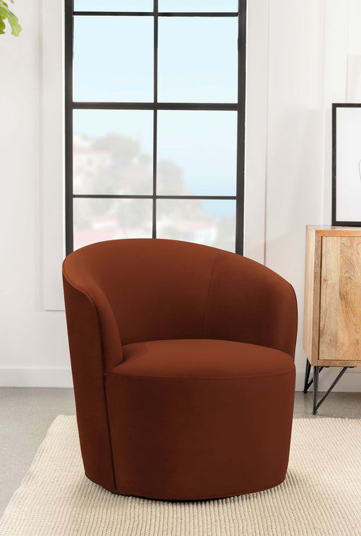 Joyce Sloped Arms Swivel Chair Burnt Orange - CasaBella Furniture (San Antonio, TX)