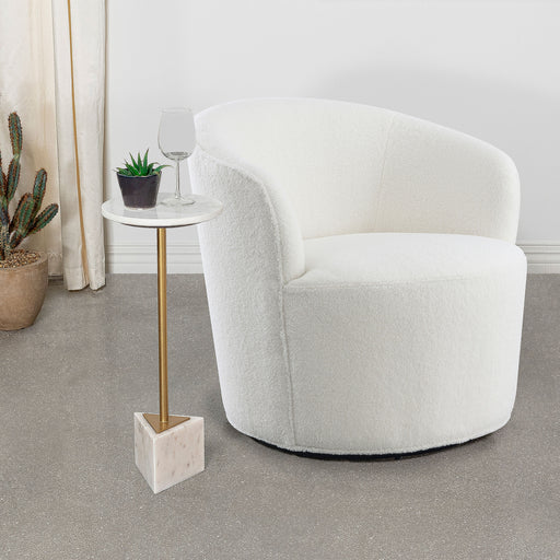 Joyce Upholstered Swivel Barrel Chair White - CasaBella Furniture (San Antonio, TX)