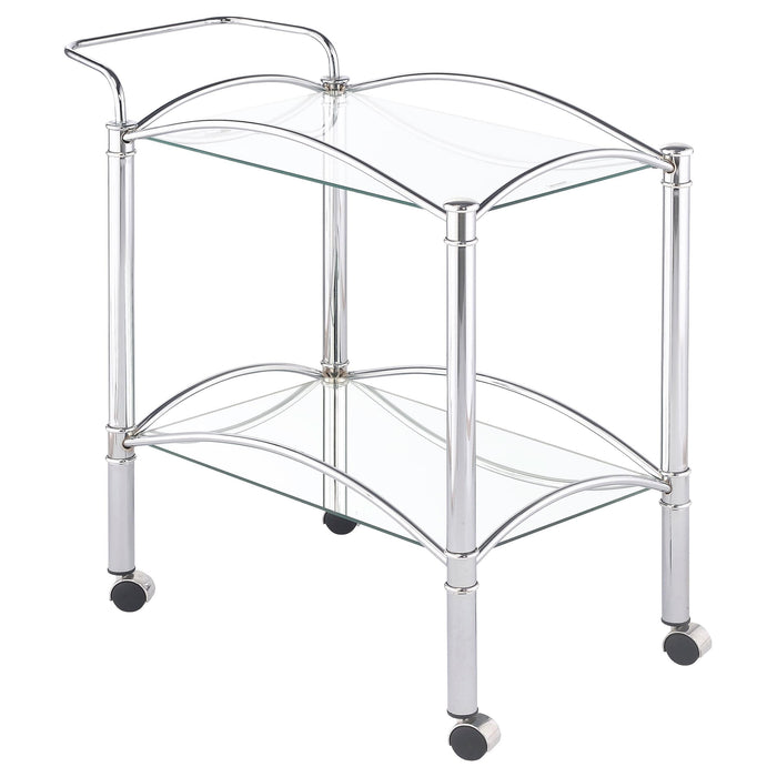 Shadix 2-tier Serving Cart with Glass Top Chrome and Clear - CasaBella Furniture (San Antonio, TX)