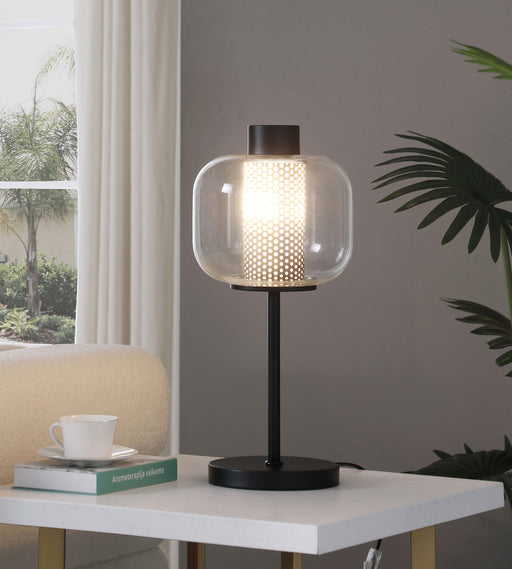 Ingrid Glass Shade Bedside Table Lamp Black - CasaBella Furniture (San Antonio, TX)