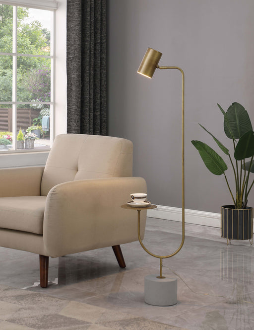 Jodie Round Base Floor Lamp Antique Brass and Grey - CasaBella Furniture (San Antonio, TX)