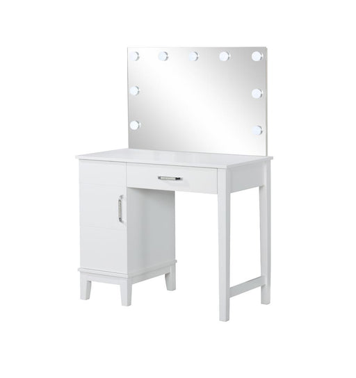 Elijah Vanity Set with LED Lights White and Dark Grey - CasaBella Furniture (San Antonio, TX)