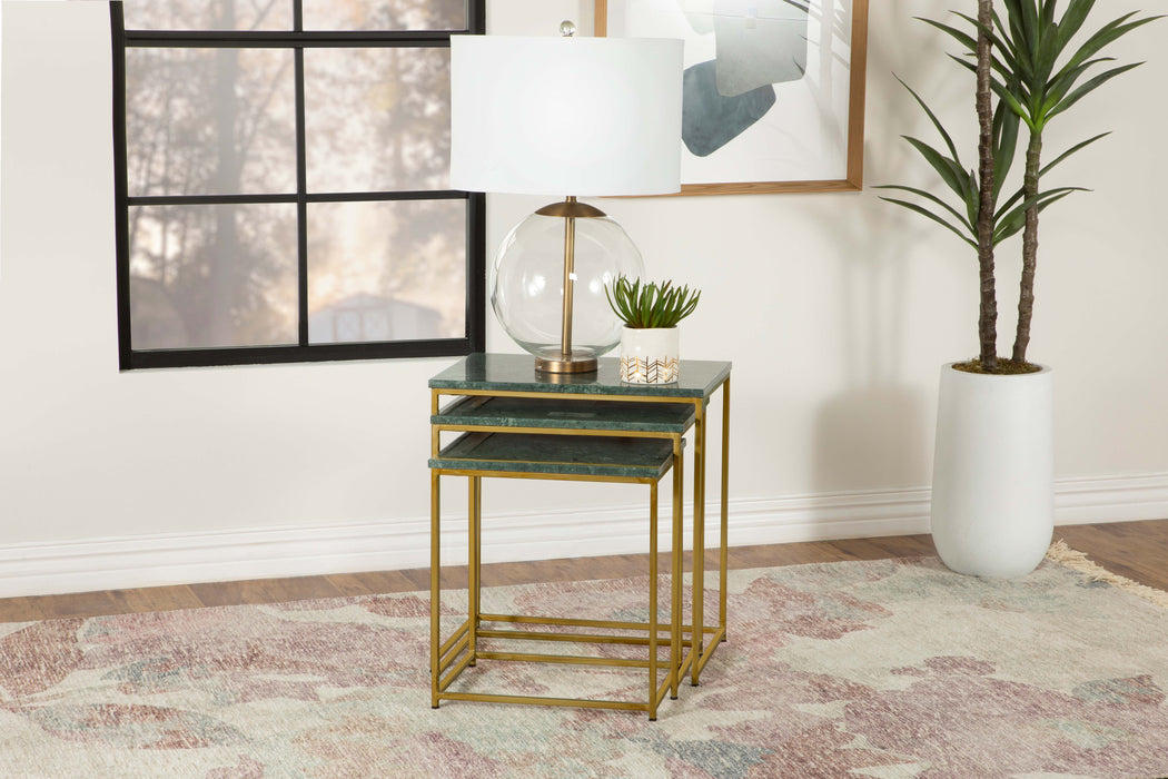 Medora 3-piece Nesting Table with Marble Top - CasaBella Furniture (San Antonio, TX)