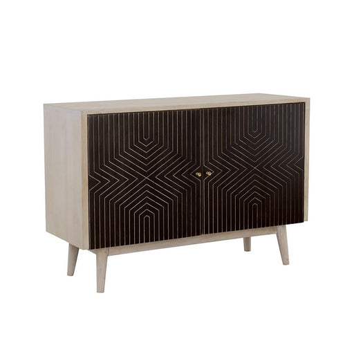Ixora 2-door Accent Cabinet White Washed and Black - CasaBella Furniture (San Antonio, TX)