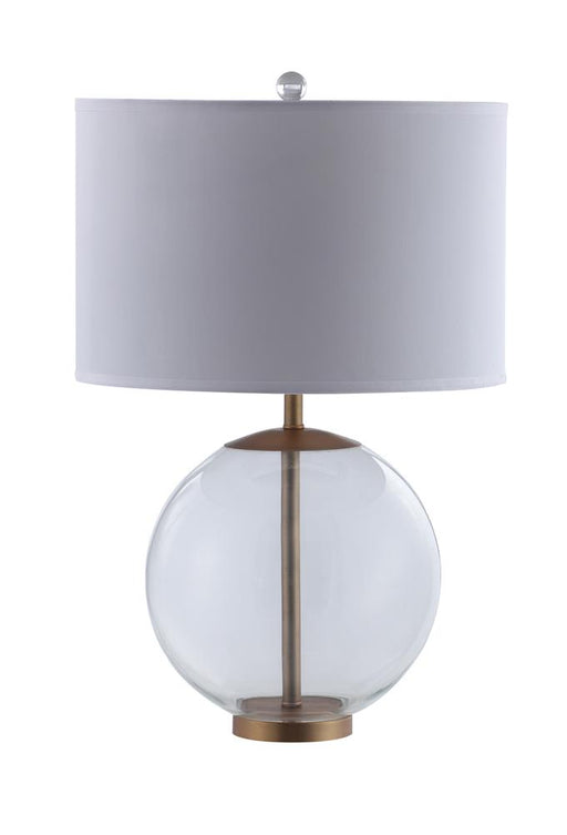 Kenny Drum Shade Table Lamp with Glass Base White - CasaBella Furniture (San Antonio, TX)
