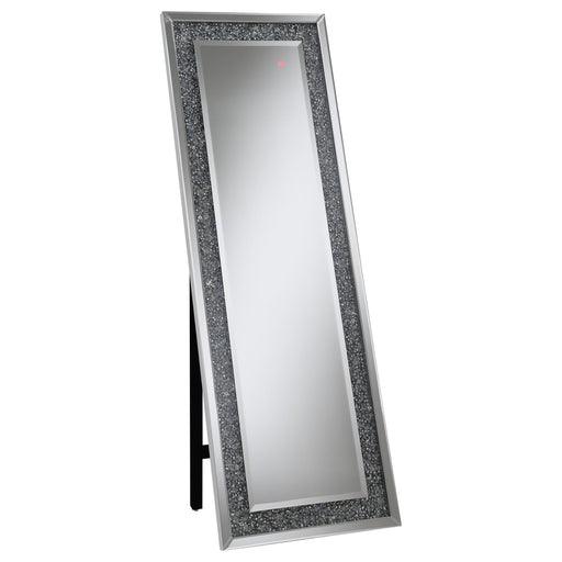 Carisi Rectangular Standing Mirror with LED Lighting Silver - CasaBella Furniture (San Antonio, TX)