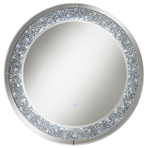 Lixue Round Wall Mirror with LED Lighting Silver - CasaBella Furniture (San Antonio, TX)