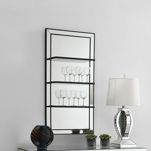 Oriel 3-Shelf Rectangle Wall Mirror - CasaBella Furniture (San Antonio, TX)