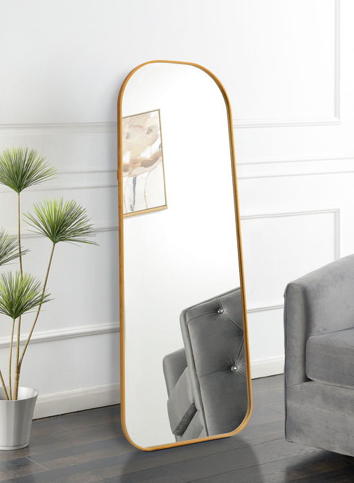 Simeon Metal Frame Full Length 51" Floor Mirror Antique Gold - CasaBella Furniture (San Antonio, TX)