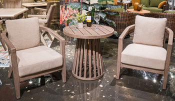 Joy Lagoon Outdoor Chairs with Cushions/Table (Set of 3) - CasaBella Furniture (San Antonio, TX)