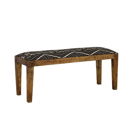 Lamont Rectangular Upholstered Bench Natural and Navy - CasaBella Furniture (San Antonio, TX)