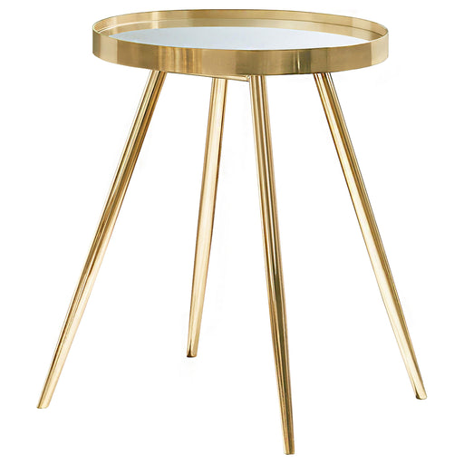 Kaelyn Round Mirror Top End Table Gold - CasaBella Furniture (San Antonio, TX)