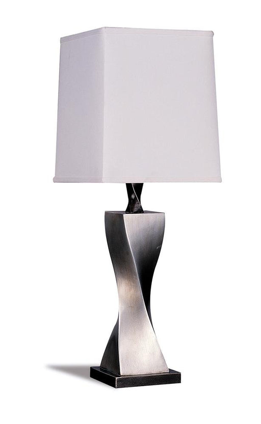 Keene Square Shade Table Lamps White and Antique Silver (Set of 2) - CasaBella Furniture (San Antonio, TX)