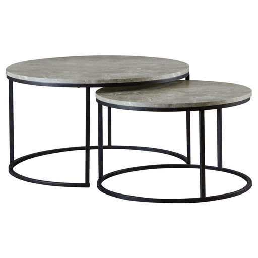 Lainey Round 2-piece Nesting Coffee Table Grey and Gunmetal - CasaBella Furniture (San Antonio, TX)
