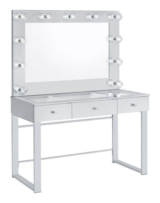 Umbridge 3-drawer Vanity with Lighting Chrome and White - CasaBella Furniture (San Antonio, TX)