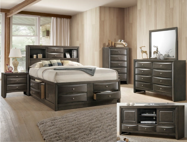 EMILY KING CAPTAINS BED HB/FB GREY - CasaBella Furniture (San Antonio, TX)