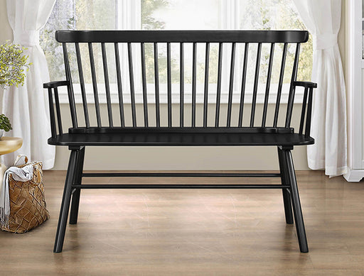 JERIMIAH SPINDLEBACK BENCH BLACK - CasaBella Furniture (San Antonio, TX)