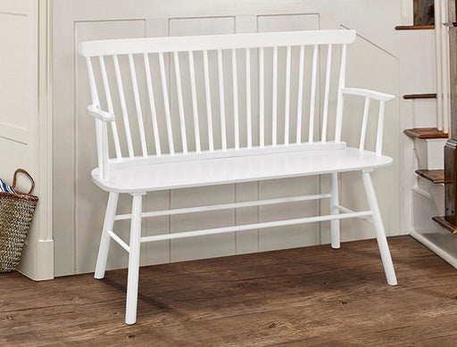 JERIMIAH SPINDLEBACK BENCH WHITE - CasaBella Furniture (San Antonio, TX)