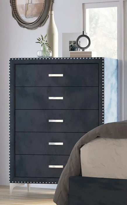 Crown Mark Furniture Lucinda 5 Drawer Chest in Gray - CasaBella Furniture (San Antonio, TX)