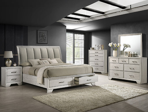 JAYMES Q STORAGE BED HB WHITE MIST - CasaBella Furniture (San Antonio, TX)